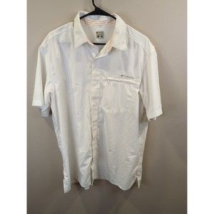 Mens large Columbia Short Sleeve white Omni Shade button up nylon shirt